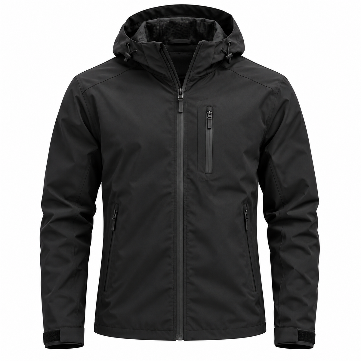 Premium Waterproof Hooded Jacket – Matte Black | VENSHOLLOW