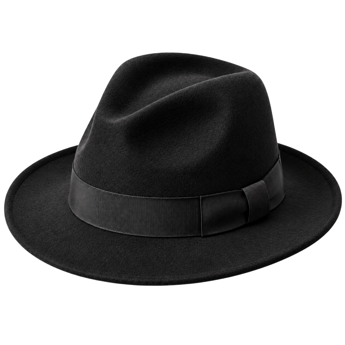 Premium Wide-Brim Felt Fedora Hat – Classic Black | VENSHOLLOW