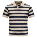 Premium Striped Cotton Polo Shirt – Navy & Cream | VENSHOLLOW