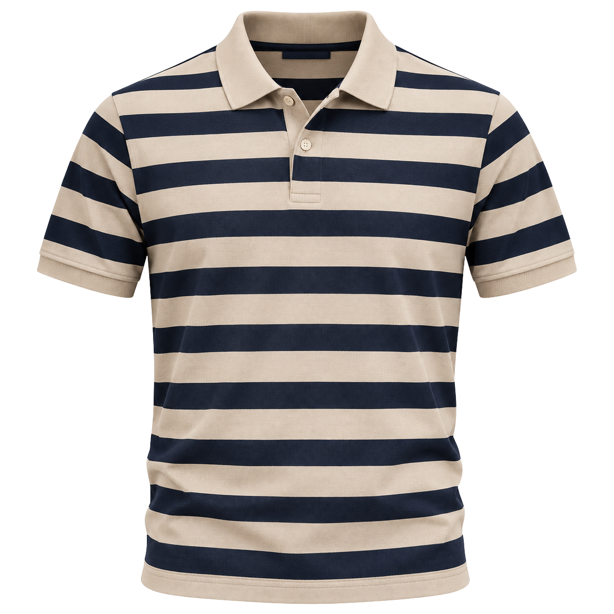 Premium Striped Cotton Polo Shirt – Navy & Cream | VENSHOLLOW