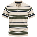 Premium Multi-Stripe Cotton Polo Shirt – Olive Green & Cream | VENSHOLLOW